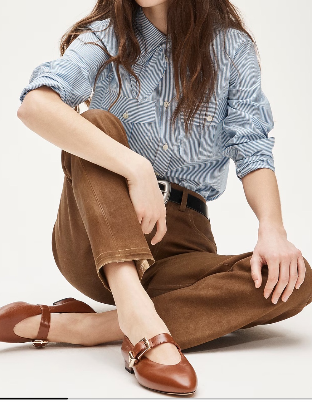 J.Crew Bea Mary Jane ballet flats leather in English Saddle Brown - Picture 2 of 8